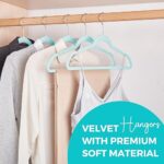 HOUSE DAY Premium Velvet Clothes Hangers 50 Pack Non-Slip Flocked Felt Hangers Heavy Duty Durable Coat and Suit Hangers | Vibrant Color Hangers | Lightweight Space Saving Laundry Hangers (Light Blue)