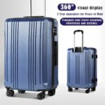 Coolife Luggage Suitcase PC+ABS with TSA Lock Spinner Carry on Hardshell Lightweight 20in 24in 28in(ice blue, M(24IN))