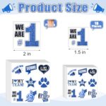 Colarr 180 Pcs Team Spirit Temporary Tattoo 2″, 1.5″ Face Body Paw Go Team Cheer Tattoo Removable Glitter School Spirit Stickers for Classroom Cheerleading Teams Carnival Sports Games (Blue, Black)