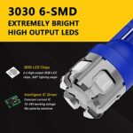 PHINLION 194 LED Light Bulb Blue Super Bright 168 2825 W5W T10 Wedge 6-SMD 3030 Chipsets LED Replacement Bulbs for Car Interior Map Dome Parking Door Courtesy License Plate Lights