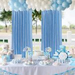 Baby Blue Glitter Sequin Backdrop Curtains 2 Panels 2ftx8ft Baby Shower Party Backdrop for Boy Gorgeous Photography Fabric Drapes