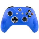 eXtremeRate Soft Anti-Slip Dark Blue Silicone Controller Cover Skins Thumb Grips Caps Protective Case for Xbox One X S Controller – Blue