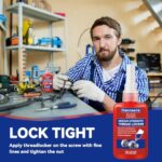 Thread Lock Blue 242, Threadlocker Medium Strength, Lock Tight and Seal Metal Nuts, Bolts & Fasteners, All-Purpose, Anaerobic (1.69Fl oz/50ml)