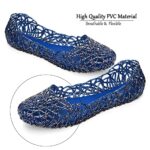 Dear Time Women’s Jelly Flat Sandals Non Slip Beach Shoes Summer Hollow Out Sparkly Outdoor Walking Sandal Slides Shoes Blue Size 9