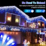 82 FT Outdoor Christmas Lights with 176 Drops, Christmas Decorations Fairy Lights 616 LED 8 Modes, Plug in Waterproof Hanging String Lights for Home Xmas Tree Yard Wedding Party Cool White & Blue