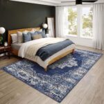 vivorug 6×9 Rug, Stain Resistant Washable Rug for Living Room, Vintage Inspired Area Rug (Navy/Blue, 6’x9′)