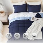 satisomnia Queen Comforter Set Blue, Lightweight Comforter for Queen Size Bed, 3 Pieces Down Alternative Bedding Comforter Set with 2 Pillow Shams