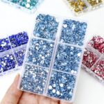 Briskbloom 10000PCS Blue Rhinestones for Crafts Shoes Clothes Tumblers, Light Blue Flatback Rhinestone for Nails, Flat Back Sky Blue Diamond Bedazzling Kit, Mixed 2/3/4/5/6mm Glue Fix Rhinestone Gems