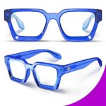 VISOONE Blue Light Blocking Glasses with TR90 Rectangle Frame and Chic Preppy Look for Women Men RIVER
