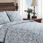 Tommy Bahama Home Quilt Set Reversible Cotton Bedding with Matchin Shams, All Season Home Decor, Queen, Cape Verde Smoke Grey/Blue