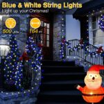 Ollny Christmas Lights, 500LED 164FT Long Christmas Tree Lights with 8 Modes Remote Timer IP44 Waterproof, Outdoor Christmas Lights for Tree House Yard Outside Xmas Decorations (Blue+White)