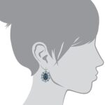 1928 Jewelry Women’s “Radiant Orchid” Montana Blue Oval Glass Stone Crystal Drop Earrings