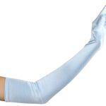 ToBeInStyle Women’s Extra Long Opera Length Satin Gloves – Light Blue – One Size