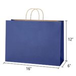 SHOPDAY Navy Blue Paper Bags with Handles 16x6x12, 25 Pack Large Kraft Paper Bags Bulk, Tote Bags Shopping Bags, Paper Gift Bags, Retail Bags Merchandise Bags for Grocery Business Takeouts