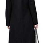 chouyatou Women’s Big Notch Lapel Single Breasted Mid-Long Wool Blend Coat (Medium, Black)