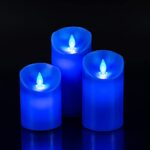 Windshell Real Blue Flame Candles(Blue LED Inside), Remote Control/Moving Wick Design, Real Wax Flameless Royal Blue Pillar Candle, Battery Operated, Timer and Dimmable