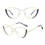 WMAO Blue Light Blocking Cat Eye Glasses 1960s Retro Trendy Anti Eyestrain & UV Protection Computer Eyeglasses Metal Frame