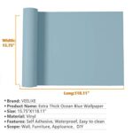 VEELIKE 15.7”x118” Ocean Blue Wallpaper Peel and Stick Thickening Self Adhesive Blue Contact Paper Waterproof Decorative Vinyl Film for Walls Countertops Cabinets Shelf Drawer Liners Bedroom Kitchen