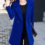 Omoone Women’s Long Sleeve Slim Fit Warm Winter Wool Blend Pea Coat Overcoat(1056-Royal Blue-XS)