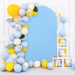 PATYDEST Wedding Arch Cover 7.2FT Spandex Arch Backdrop Cover Light Blue Arch Covers Stretchy Backdrop Blue Backdrop Arch Cover Round Balloon Arch Backdrop Cover for Bridal Shower Birthday Celebration