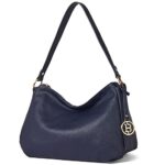 BOSTANTEN Leather Purses for Women Designer Shoulder Bags Ladies Hobo Handbags Pocketbooks Navy Blue
