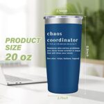 Chaos Coordinator Tumbler Cup, Christmas Gifts for Women,Unique Gift Idea for Boss Women,Boss Lady,Teacher,Office,Gifts for Mom,Coworker Gifts,Birthday Gifts,Thank You Gifts for Women,20 oz Blue Mug