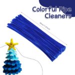 Zxiixz 100 PCS Pipe Cleaners, Blue Chenille Stems Creative Craft Pipe Cleaners for Christmas Crafts Decorations, Boutiques, Sewing, Weddings, Home