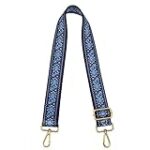 ZANQANO Crossbody Strap for Purses Replacement Adjustable Guitar Multicolor Style Handbag Straps (Vintage flower blue Gold hardware)