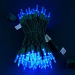 SWEET SHINE 100 Blue One-Piece LED Christmas Lights, 33 ft Green Cord High Waterproof UL Certified T5 Outdoor String Lights (Blue)