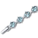 PEORA Swiss Blue Topaz Tennis Bracelet for Women 925 Sterling Silver, Natural Gemstone, 12 Carats total 16 Pieces Princess Cut, 7 1/4 inch length