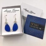 Popular Starry Night Cobalt Blue Beach Sea Glass Earrings with Charming Handmade Silver Knot and Sterling Silver Hooks, Great with Jeans, Beautiful Gift by Aimee Tresor Jewelry