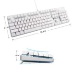 Merdia Mechanical Keyboard Gaming Keyboard with Brown Switch Wired Ice Blue Backlit Keyboard Full Size 104 Keys US Layout(White)