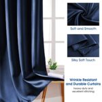 HOMEIDEAS 2 Panels Faux Silk Curtains Navy Blackout Curtains for Bedroom 52 X 84 Inch Blue Room Darkening Satin Drapes/Curtains, Thermal Insulated Blackout Window/Indoor Curtains for Living Room
