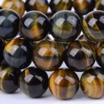 JUSTINSTONES Natural Golden Blue Tiger Eye Gemstone 10mm Round Beads Stretch Bracelet 7 Inch Unisex