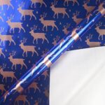 LDGOOAEL Christmas Wrapping Paper Roll with Cut Lines on Reverse – Navy Blue & Rose Gold with Glitter Metallic Foil Shine – 4 Roll – 30Inch X 10Feet Per Roll