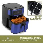Paula Deen Stainless Steel 10 QT Digital Air Fryer (1700 Watts), LED Display, 10 Preset Cooking Functions, Ceramic Non-Stick Coating, Auto Shut-Off, 50 Recipes (Blue Stainless)