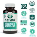 USDA Organic Spirulina Tablets – Non-GMO Green Superfood Supplement: 3000mg of Fresh Blue Green Algae, Vegan, Gluten Free, Sustainably Grown, Pesticides Free and Non-Irradiated, 500mg per Tablet, 180′