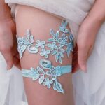 JWICOS Blue Bridal Garters Wedding Lace Floral Garter Flower Garter Stretch Bride Accessory for Women and Girls (Blue)