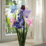 Xidmold 4 Bundle Real Touch Long Stems Iris Flower Silk Artificial Ireland Irish Iris Fake Flower for Wedding Decor Home Flower Arrangements Decoration (Blue)