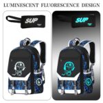 RM Family Luminous Backpack Laptop Backpack – Adjustable Shoulder Strap Waterproof Blue Backpack With USB Headphone port.Charging Port Backpack Anime.Luminous Backpack.With Anti Theft Iock