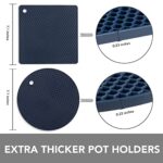 Joyhalo Trivets for Hot Dishes – Hot Pads for Kitchen, Silicone Pot Holders for Hot Pots and Pans, Silicone Mats for Kitchen Countertops, Table, Flexible Easy to Wash and Dry, Navy