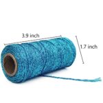 Leecogo 110Yards/328Feet Sparkling Blue String Twine for DIY Crafts Metallic Bakers Twine Yarn Wrapping Party Home Decoration