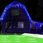 Icicle Lights Outdoor Icicle Christmas Lights Outdoor 8 Modes 16.4FT 216 LEDs Curtain Lights Plug in Waterproof Fairy Lights for Wedding Party Home Garden Bedroom Indoor Christmas Halloween Decoration