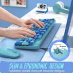 Wireless Keyboard and Mouse, LIZRROT Silent Keyboard Mouse Combo, Full-Sized Colorful Typewriter Keyboard with Round Keycaps, 2.4G Cute Mouse Compatible with PC/Laptop/Computer(Blue)