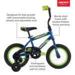 Huffy Upshot 12” Boy’s Bike for Kids, Training Wheels, Blue