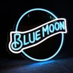 JFLLamp Blue Moon Neon Signs for Wall Decor Neon Lights for Bedroom Led Signs Suitable for Man Cave Bar Pub Restaurant Christmas Birthday Party Gift 5V Usb Power, 14 * 12.2 Inch(Azure+White)