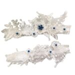 KADBLE Lace Garter Set, Wedding Lace Garters Flower Floral Design Belt for Bride Women (Blue-B)