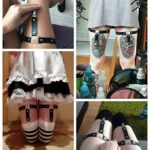 Women Girl Leather Garters Sexy Heart Leg Garter Belt Kawaii Punk Rock Anti-Slip Clips Elastic Garter 2pcs Blue