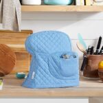 KITCHENAID Fitted Tilt-Head Solid Stand Mixer Cover with Storage Pocket, Quilted 100% Cotton, Blue Velvet, 14.4″x18″x10″