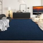 Zedrew Navy Blue Area Rugs for Bedroom Living Room, 4×6 Feet Indoor Memory Foam Rug, Modern Washable Rugs for Kids Boys Girls Room, Dorm Bedside Shag Carpets for Home Decor